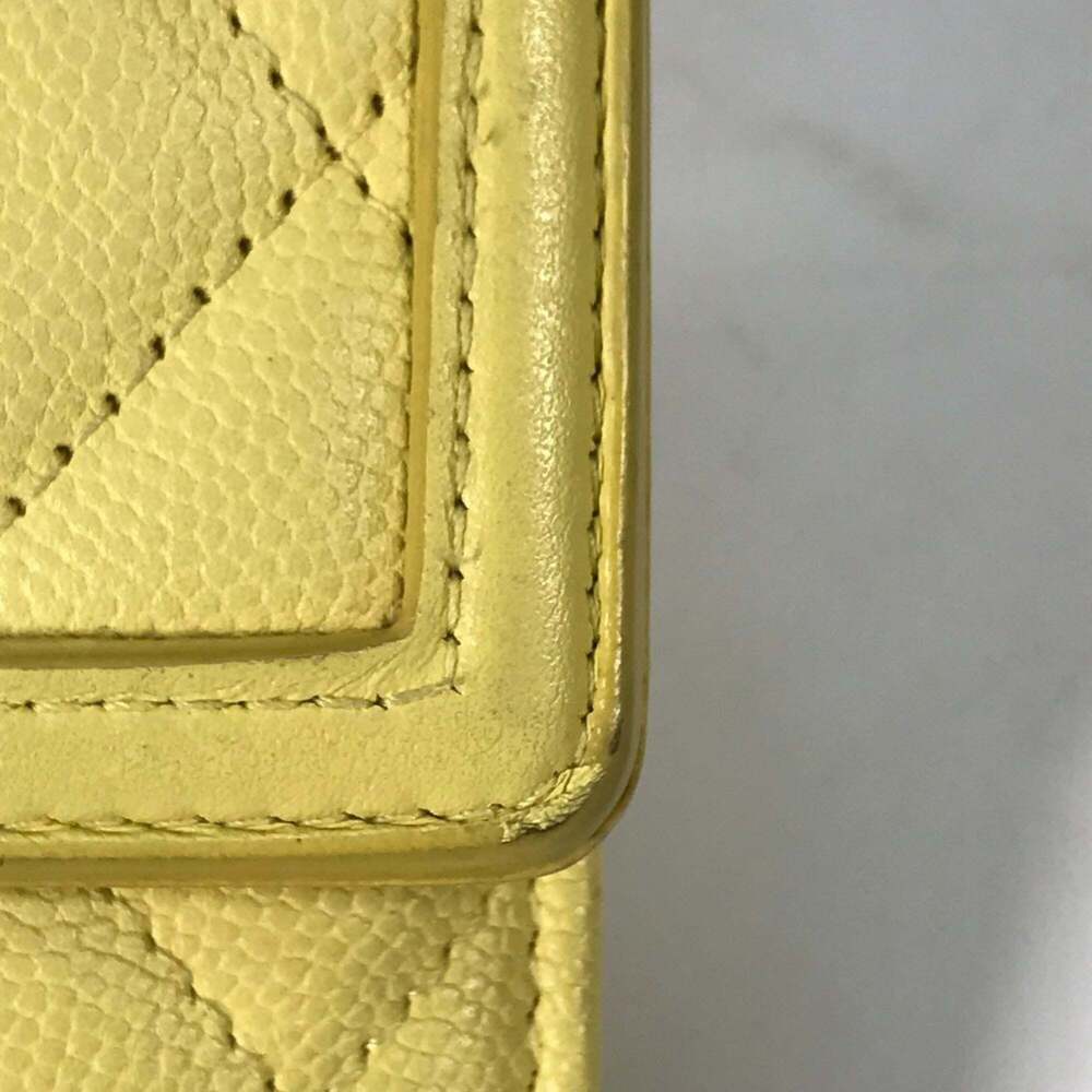 CHANEL Yellow Caviar Leather Logo Wallet - Picture 11 of 16
